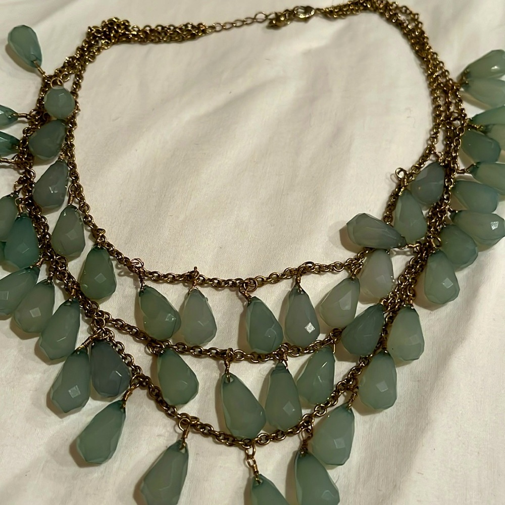 Necklace with green resin stones